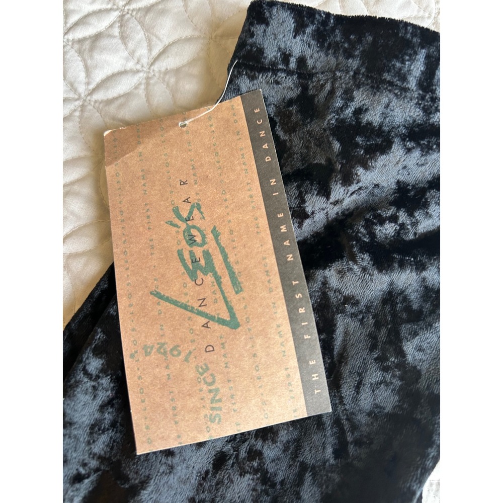 Leos Dancewear Black Crushed Velvet Vintage Leggings Womens Small Made in USA - Picture 2 of 7